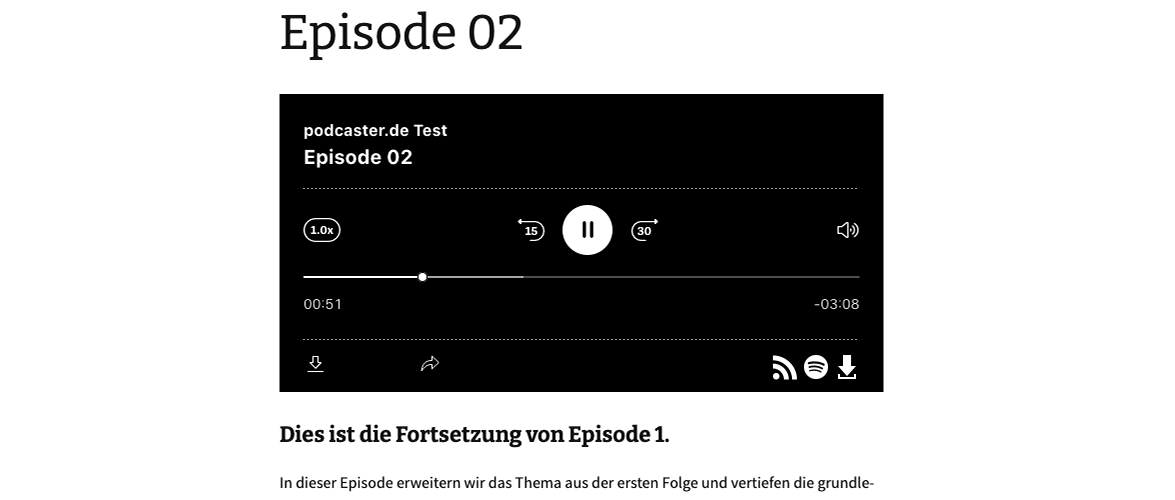 In die WordPress-Website kann ein Podcast-Web-Player integriert werden. 